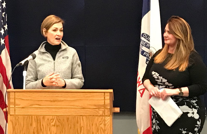 Iowa Governor Kim Reynolds and Dr. Caitlin Pedati